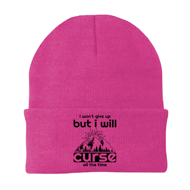 Hiking I Won't Give Up But I Will Curse Embroidered Beanie